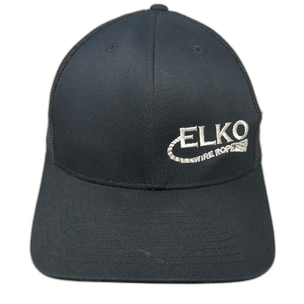 Richardson Trucker Hat Black One Size Snapback Mesh Elko Wire Rope Embroidered